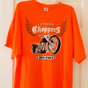 Unisex T-Shirt Extreme Choppers Size 2XL Orange with Black & White Graphics New!